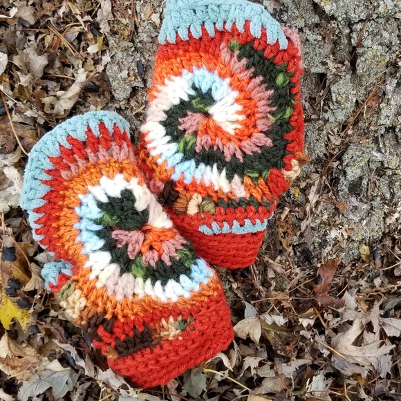 Art Crochet Boho Hand Warmers Handmade - Picture 3 of 4